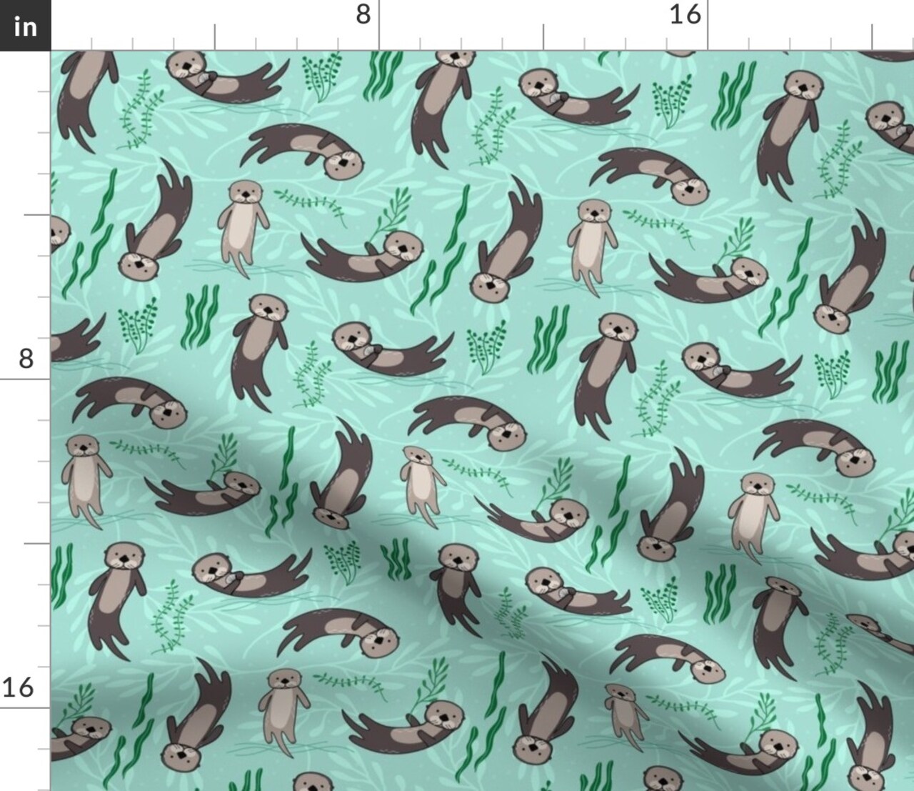 Otters Otter Ocean Seaweed Aquatic Animals Kelp Cute Nautical Animal Custom Printed Fabric by Spoonflower Various Fabrics by the Yard or Fat Quarter